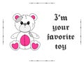 Card with Wrong and Raped Teddy Bear. I am your favorite toy. Gothic aesthetic in y2k, 90s, 00s and 2000s style. Emo