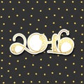 Card 2016 years in gold with shadow over gray background Royalty Free Stock Photo