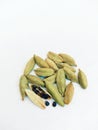 Cardamom Elaichi choti-elaichi Yelakkai Ellakkaya Elathari  Cardamomo Cardamome Kardamom Huba alal stock photo Royalty Free Stock Photo