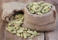 Cardamom seed in sack Royalty Free Stock Photo