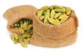 Cardamom seed in sack Royalty Free Stock Photo