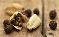 Cardamom seeds with black pepper Royalty Free Stock Photo