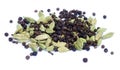 Cardamom seeds and black peppers Royalty Free Stock Photo