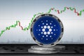Cardano ADA; cryptocurrency coins - Cardano on the background of the chart Royalty Free Stock Photo