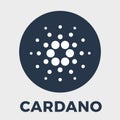 Cardano ADA decentralized public blockchain and layered cryptocurrency and contracts vector black logo