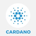 Cardano ADA decentralized public blockchain and layered cryptocurrency and contracts vector white blue logo