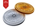 Cardano. Crypto currency. 3D isometric Physical coins. Digital currency. Golden and silver coins with Cardano symbol isolated on w