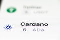 Cardano is a cryptocurrency network and open source project that aims to run a public blockchain platform for smart contracts. Royalty Free Stock Photo