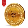 Cardano. 3D isometric Physical coin. Digital currency. Cryptocurrency. Golden coin with Cardano symbol isolated on white backgroun