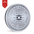 Cardano. 3D isometric Physical coin. Digital currency. Cryptocurrency. Silver coin with Cardano symbol isolated on white backgroun