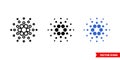 Cardano icon of 3 types color, black and white, outline. Isolated vector sign symbol.