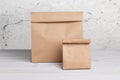 Cardboard bags on white background