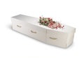 Cardboard bio-degradable eco coffin isolated with