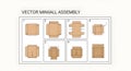 Cardboard box assembly instructions, step-by-step visual guide for packaging and shipping Royalty Free Stock Photo