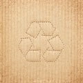 Cardboard box background with recycle symbol Royalty Free Stock Photo