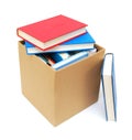 Cardboard box and books Royalty Free Stock Photo