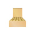 Cardboard box with bullets 9mm, ammo isolated in white background