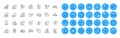 Cardboard box, Car review and Car secure line icons pack. For web app. Color icon buttons. Vector