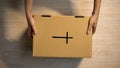 Cardboard box for church donations, charity for poor of world, offertory Royalty Free Stock Photo