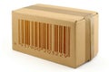 Cardboard box with fake bar code Royalty Free Stock Photo