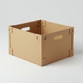 Cardboard box featuring a simple rectangular design with reinforced corners. The bo Royalty Free Stock Photo