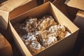 A cardboard box filled with various types of food Royalty Free Stock Photo