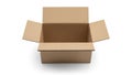 Cardboard box with flaps open, placed on a plain white surface. Rectangular in shape, crafted from Royalty Free Stock Photo