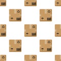 Cardboard Box Flat Icon Seamless Pattern