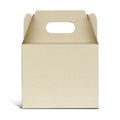 Brown Cardboard box with handle isolated over a white background