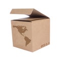 Cardboard box with Icon ecological map USA Royalty Free Stock Photo