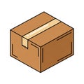 Cardboard box illustration on a white background features a rectangular shape with Royalty Free Stock Photo