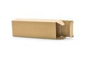 Cardboard box isolated on white background. Template of long box for your design. Clipping paths object Royalty Free Stock Photo