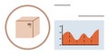 Box with Shipping Label and Data Graph Representing Logistics and Performance Trends Royalty Free Stock Photo