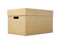 Cardboard box with lid on white background. 3d render image Royalty Free Stock Photo