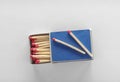 Cardboard box with matches on white, top view Royalty Free Stock Photo