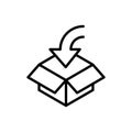 Cardboard box open delivery icon thick line