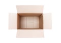 Cardboard box open empty top view isolated on white background , clipping path Royalty Free Stock Photo