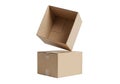 Cardboard box with open lid on white background for packaging Royalty Free Stock Photo