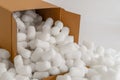 Cardboard box with packing peanuts Royalty Free Stock Photo