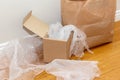 Cardboard box and paper bag Royalty Free Stock Photo