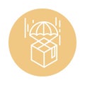 Cardboard box with parachute logistic cargo shipping delivery block style icon Royalty Free Stock Photo