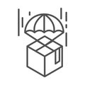 Cardboard box with parachute logistic cargo shipping delivery line style icon Royalty Free Stock Photo