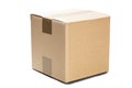 Cardboard box for post service on isolated white background. Parcel with empty space for your text. Pattern for delivery or post s