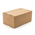 Cardboard box with a rectangular shape, featuring a brown corrugated texture. Sealed Royalty Free Stock Photo