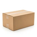 Cardboard box with a rectangular shape, made from brown corrugated cardboard. It Royalty Free Stock Photo