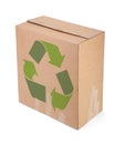 Cardboard box with recycle symbol Royalty Free Stock Photo