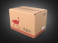 Cardboard box without shadow on black background 3d Royalty Free Stock Photo