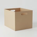 Cardboard box with a simple, rectangular shape and open top. Features two oval cutou Royalty Free Stock Photo