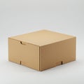 Cardboard box with a simple, rectangular shape on a plain background. Made of brown Royalty Free Stock Photo