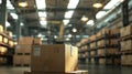 The Lone Box in Warehouse. AI generated Royalty Free Stock Photo